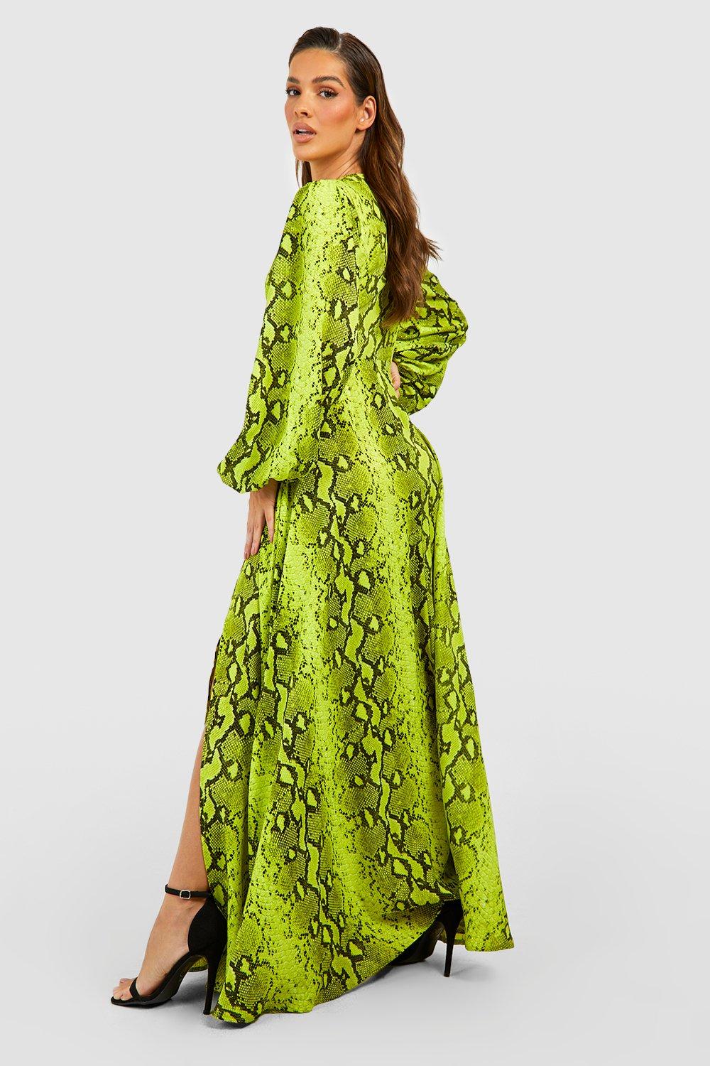 Snakeskin Neon Cut Out Maxi Dress