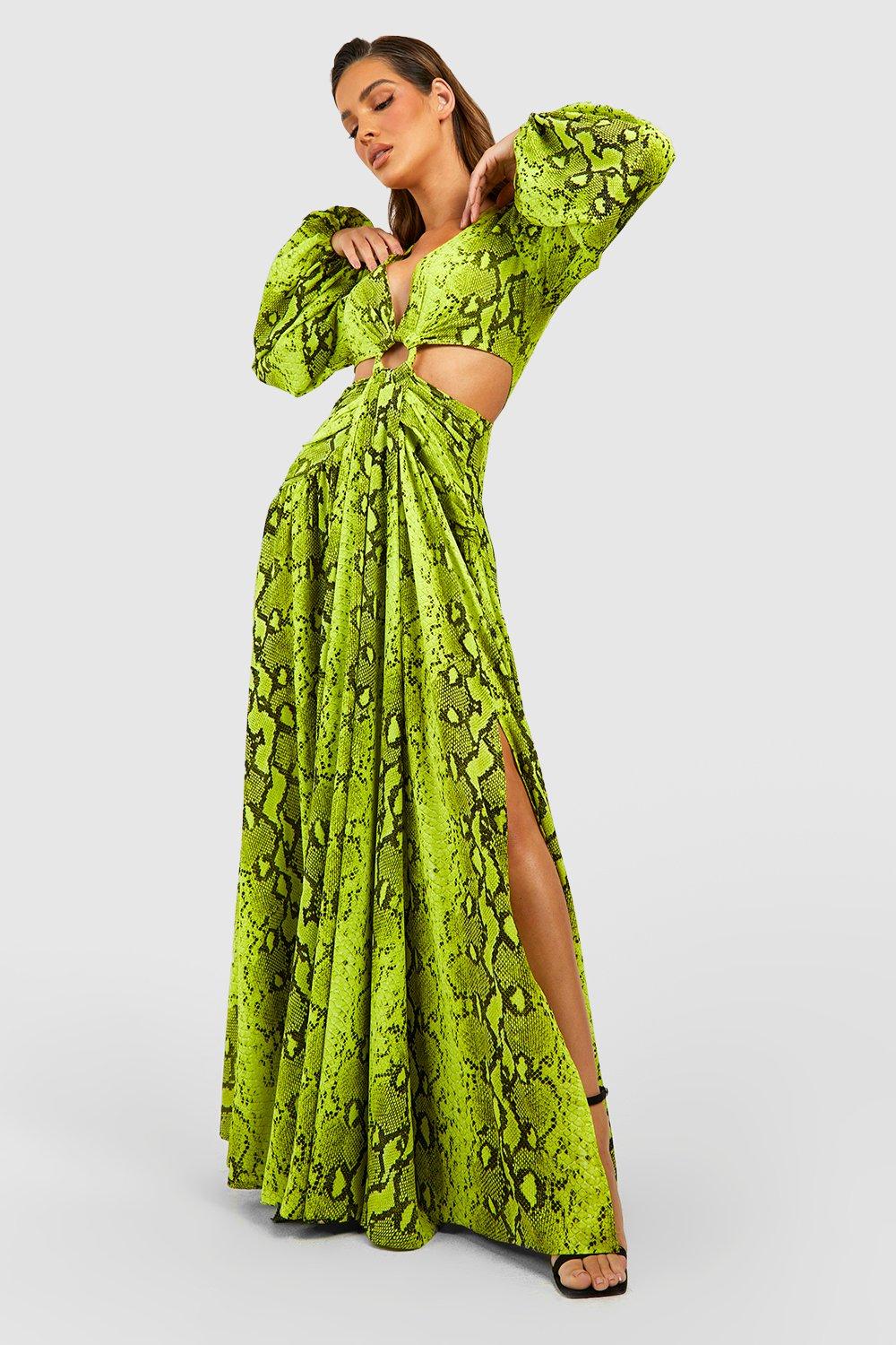 Green snake sale print maxi dress