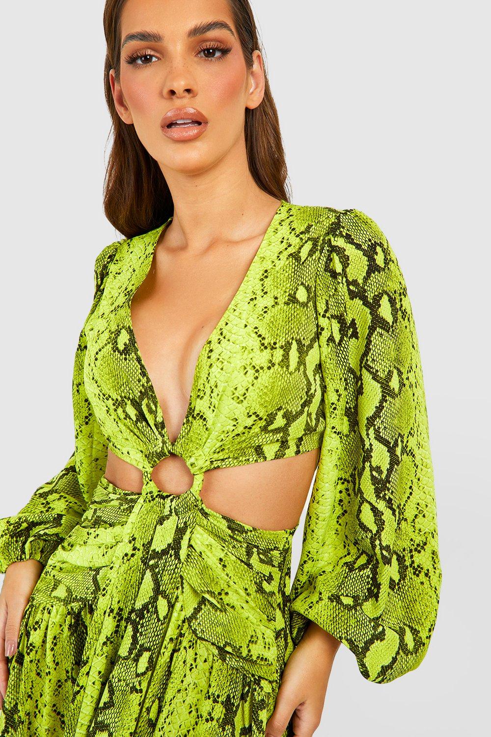 Neon green 2025 snake print dress