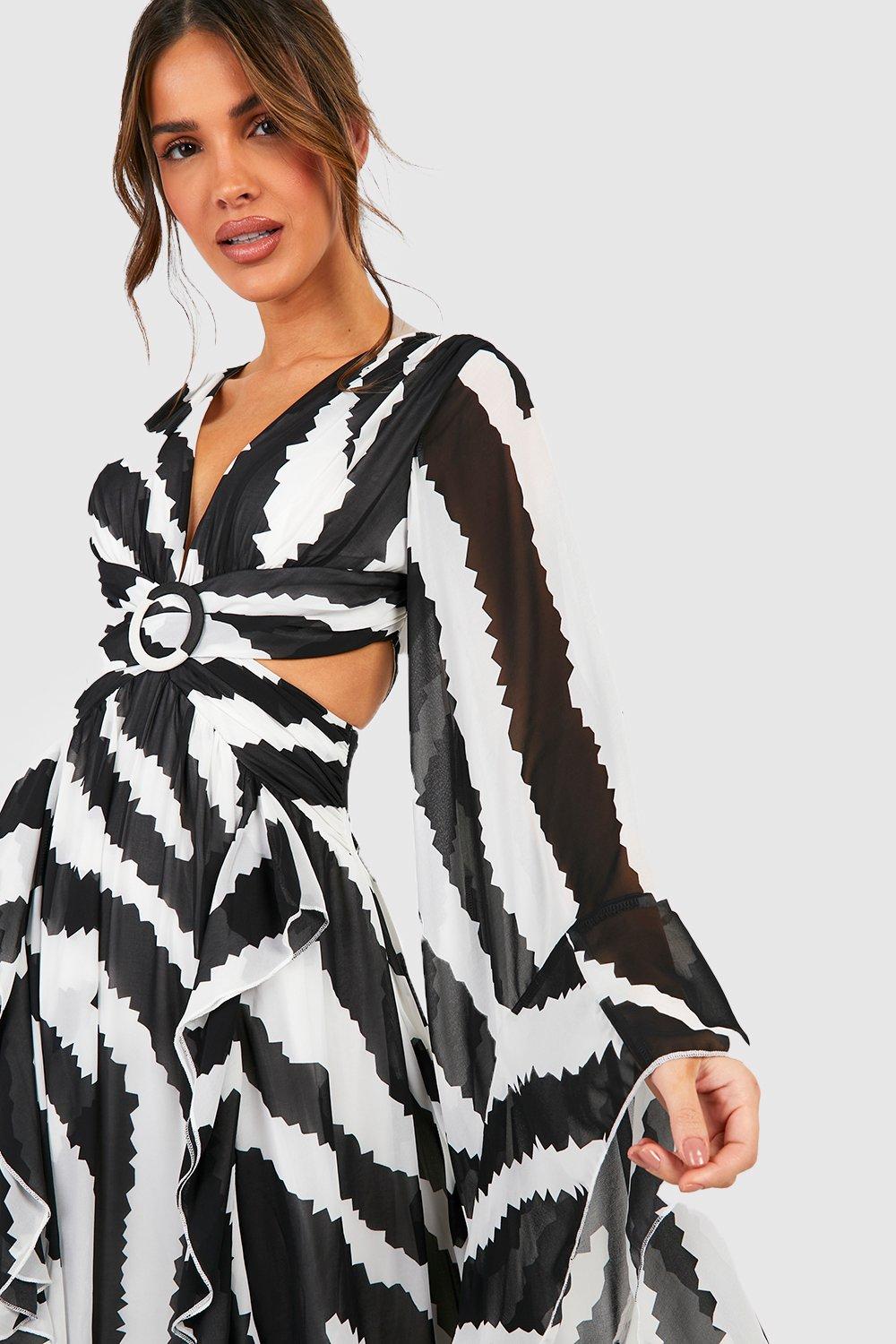 Boohoo black and sales white dress