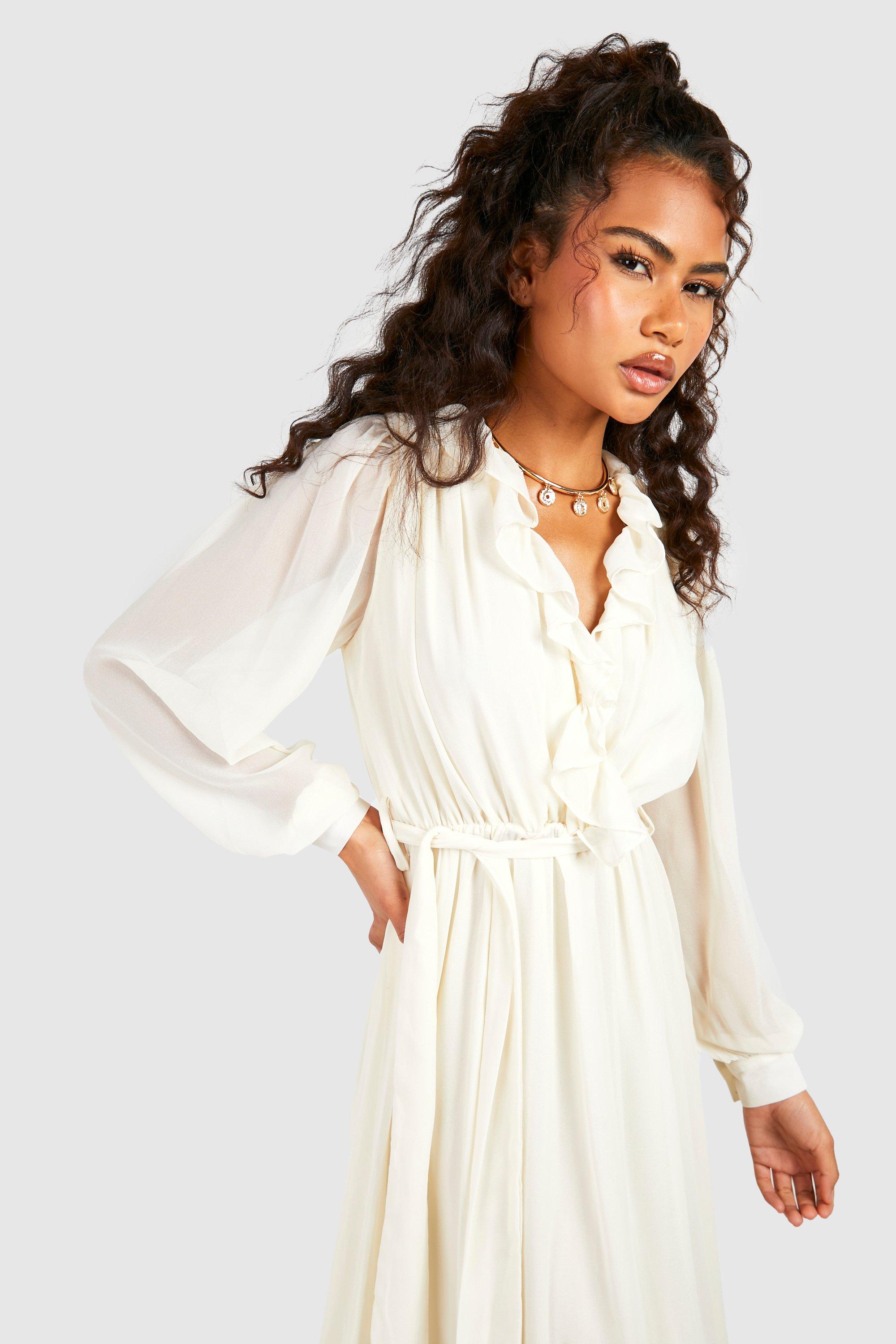 Chiffon Boho Ruffle Detail Dress | boohoo