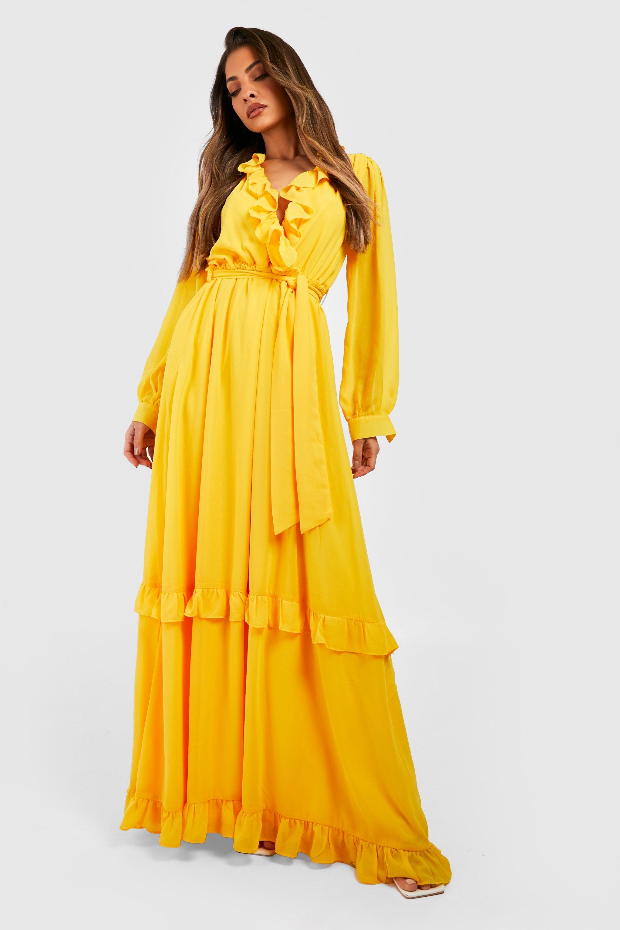 Yellow chiffon 2024 maxi dress