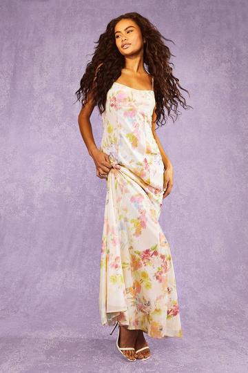 Chiffon Blurred Floral Cami Maxi Dress cream