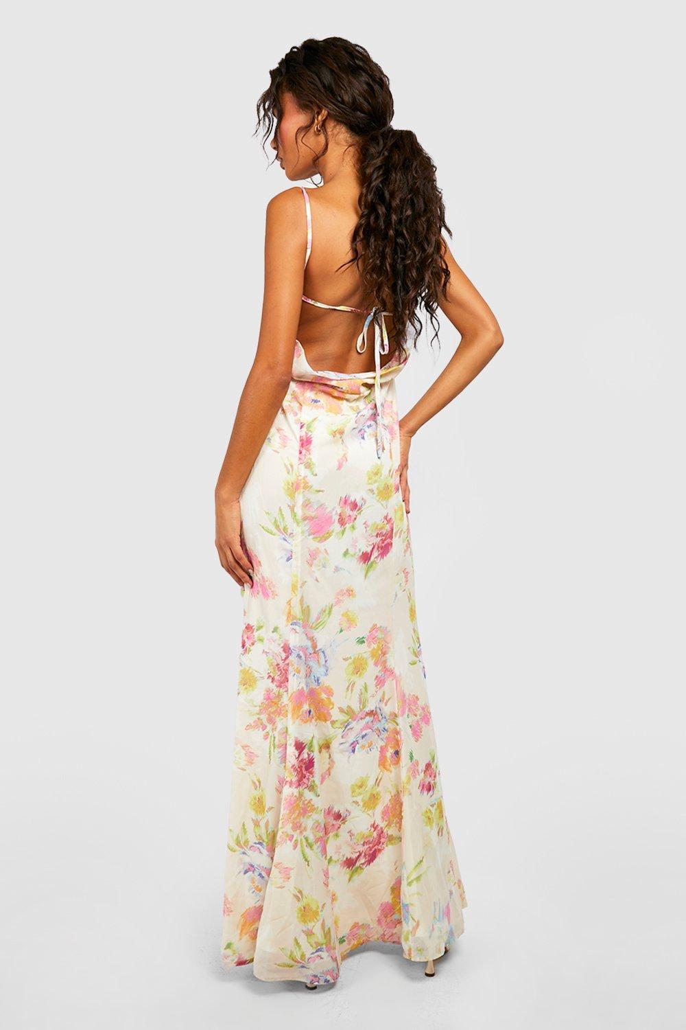 Chiffon Blurred Floral Cami Maxi Dress