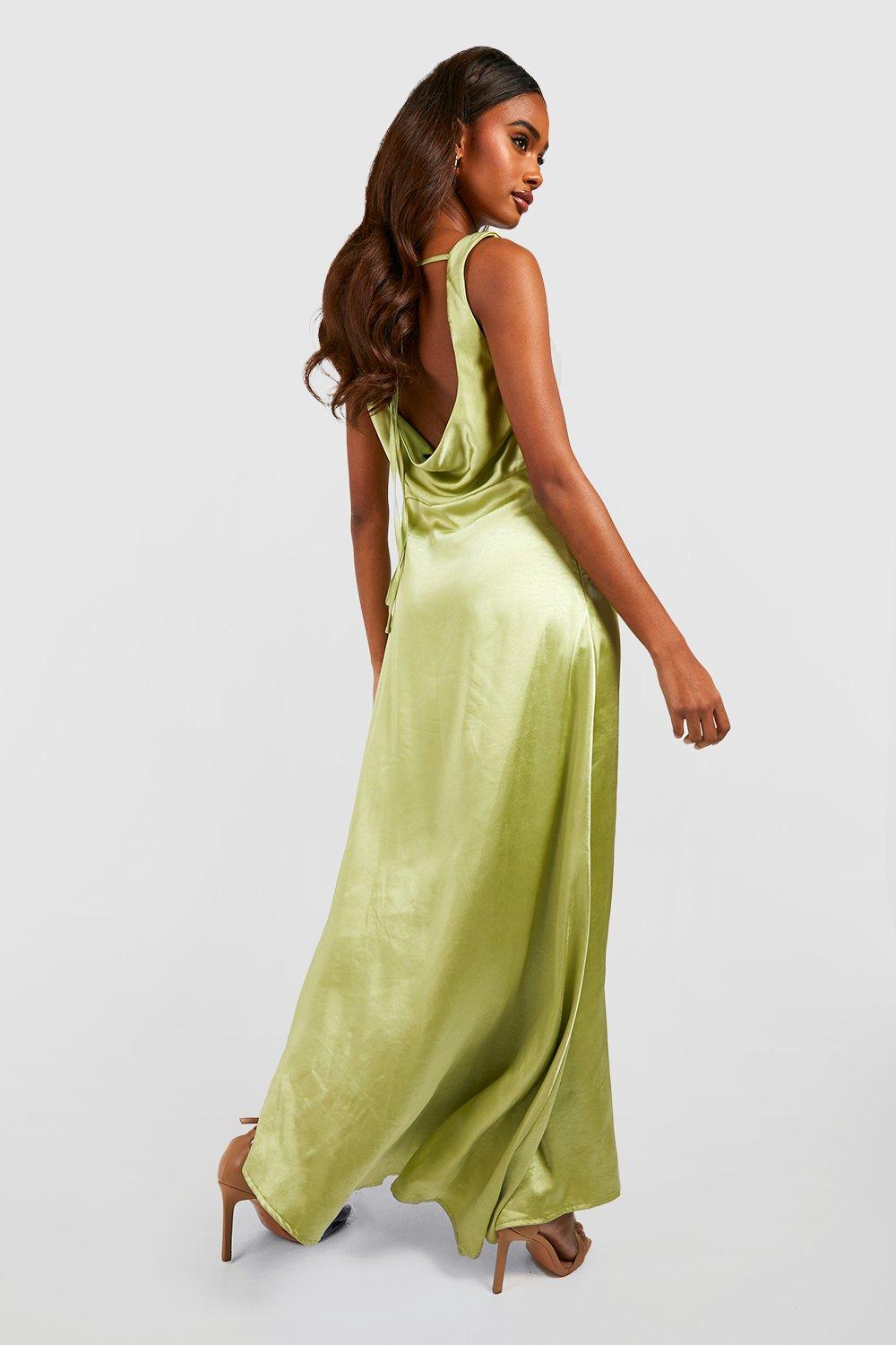 Bridesmaid Satin Asymmetric Hem Maxi Dress boohoo UK