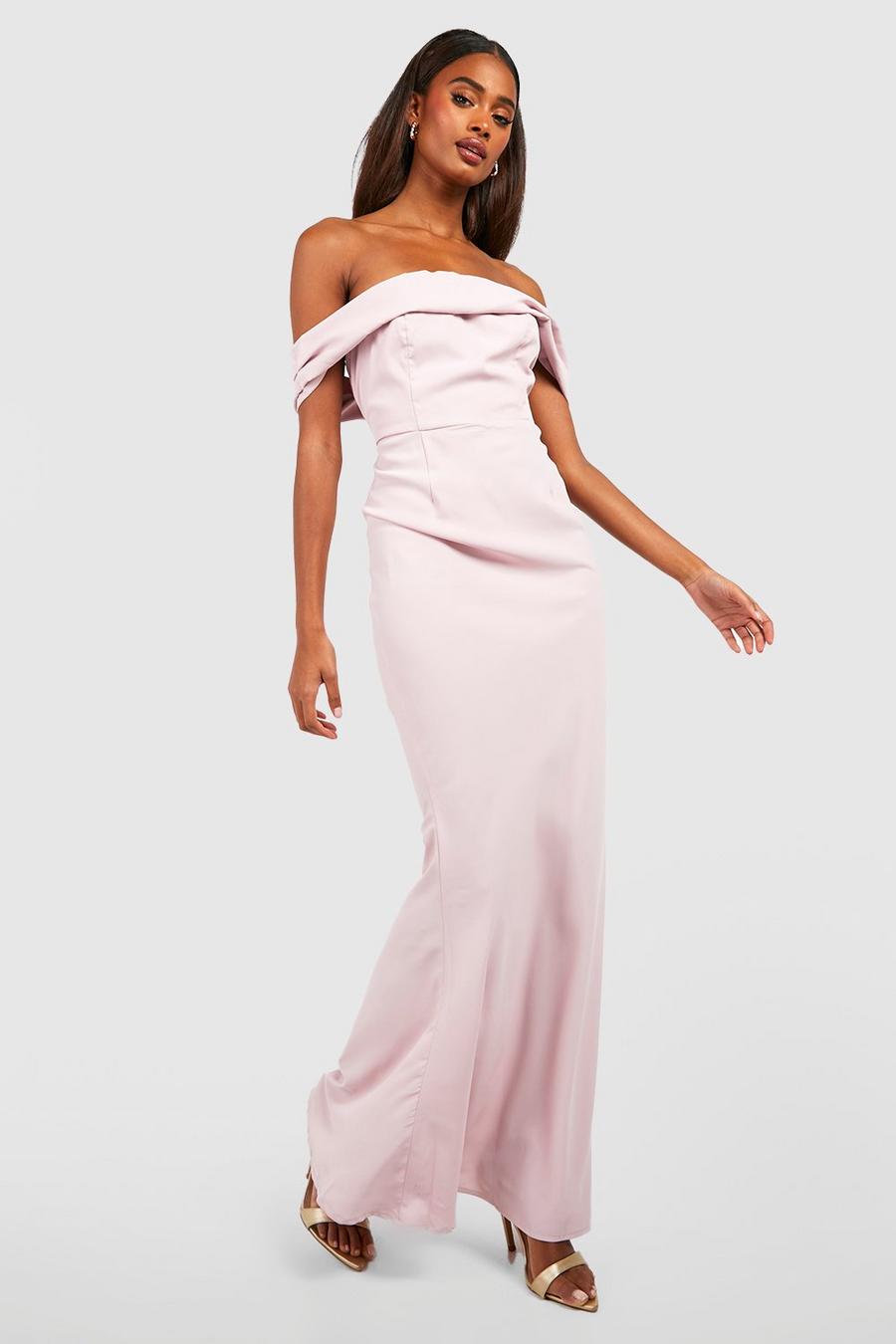 Blush pink Bridesmaid Off The Shoulder Maxi Dress image number 1