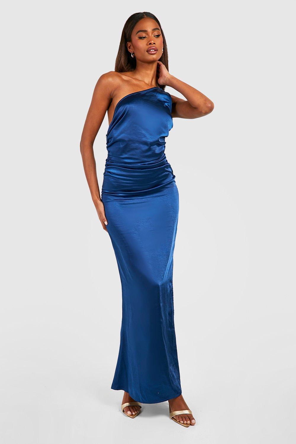 One shoulder navy store gown