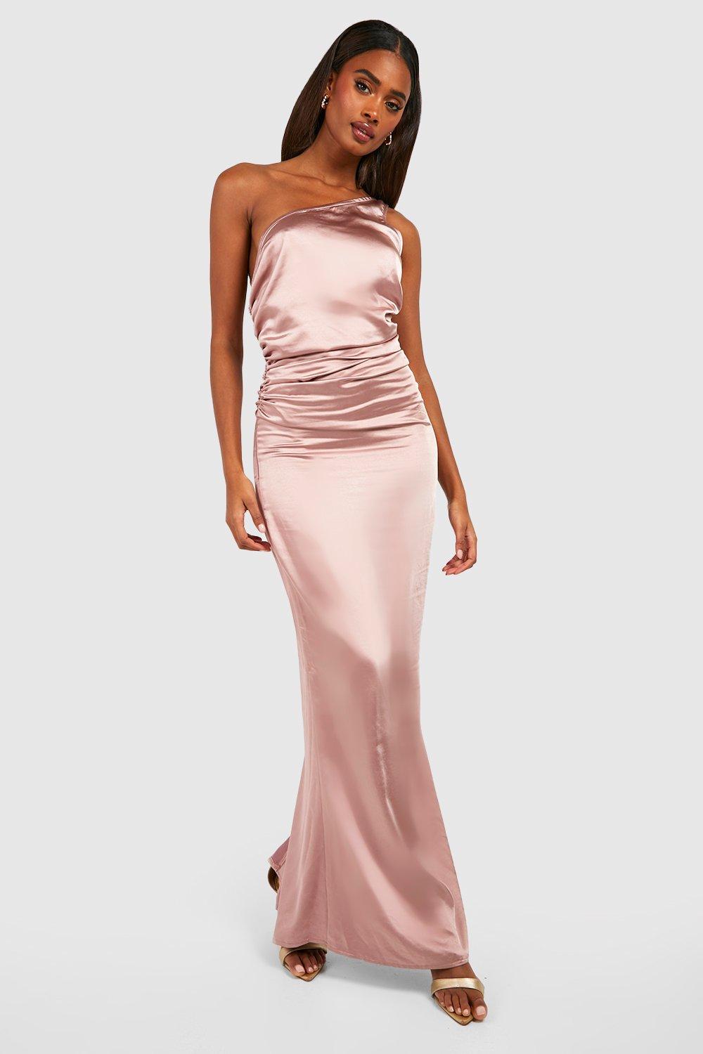 Ruched one shop shoulder evening dress