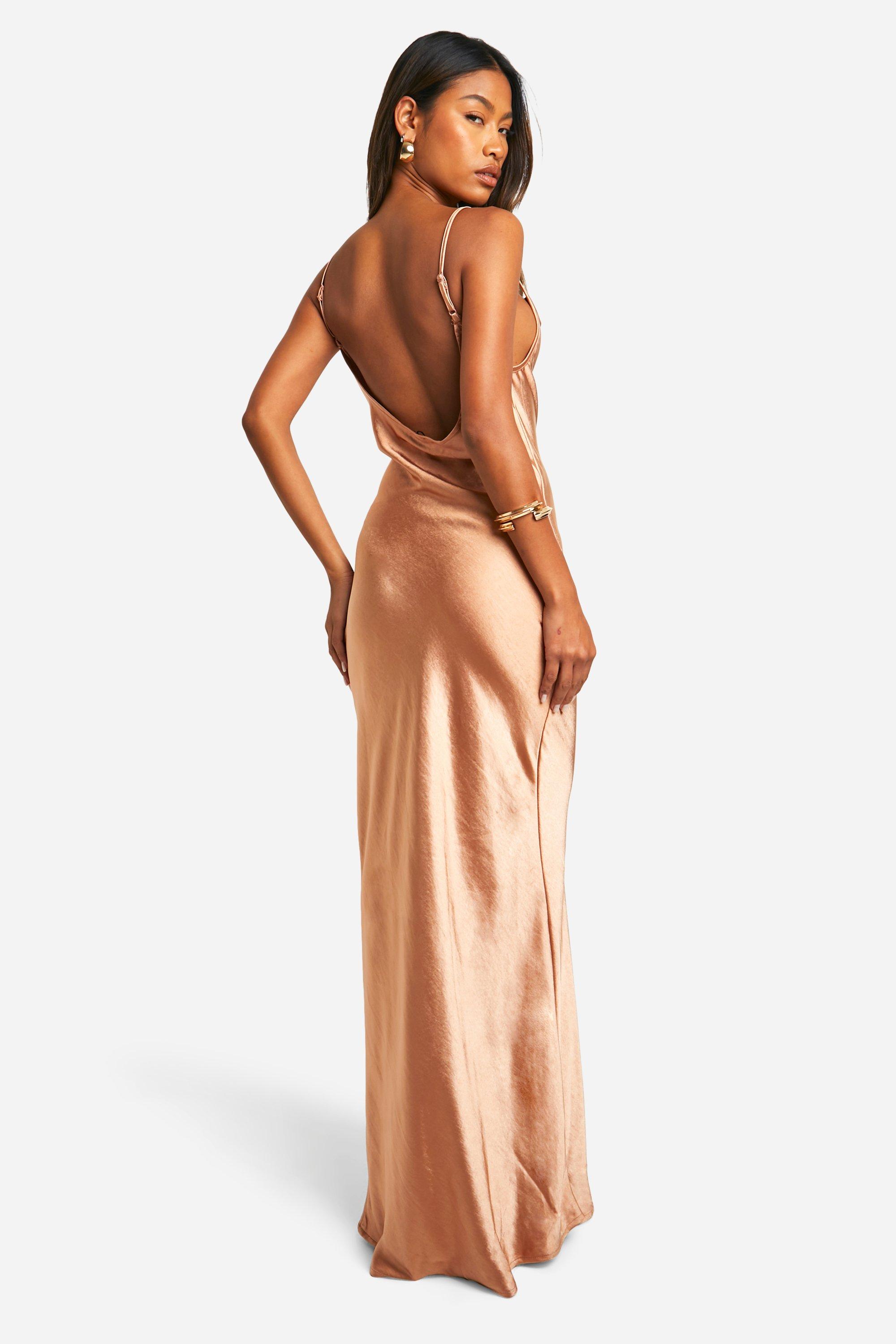 Bridesmaid Satin Cowl Neck Maxi Dress boohoo