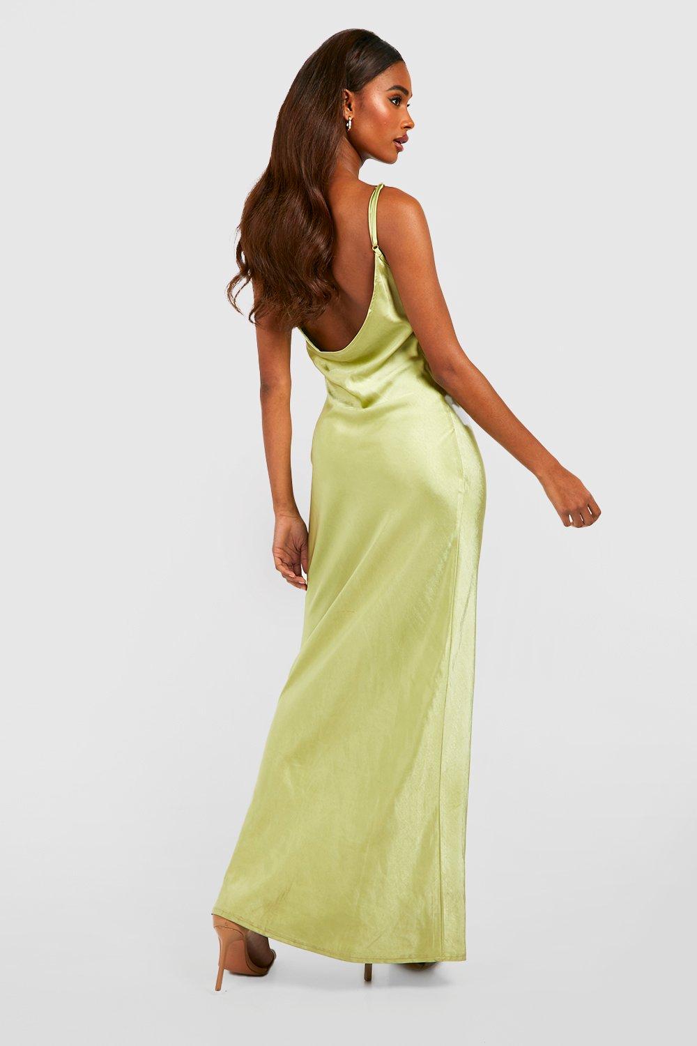 Bridesmaid Satin Cowl Neck Maxi Dress