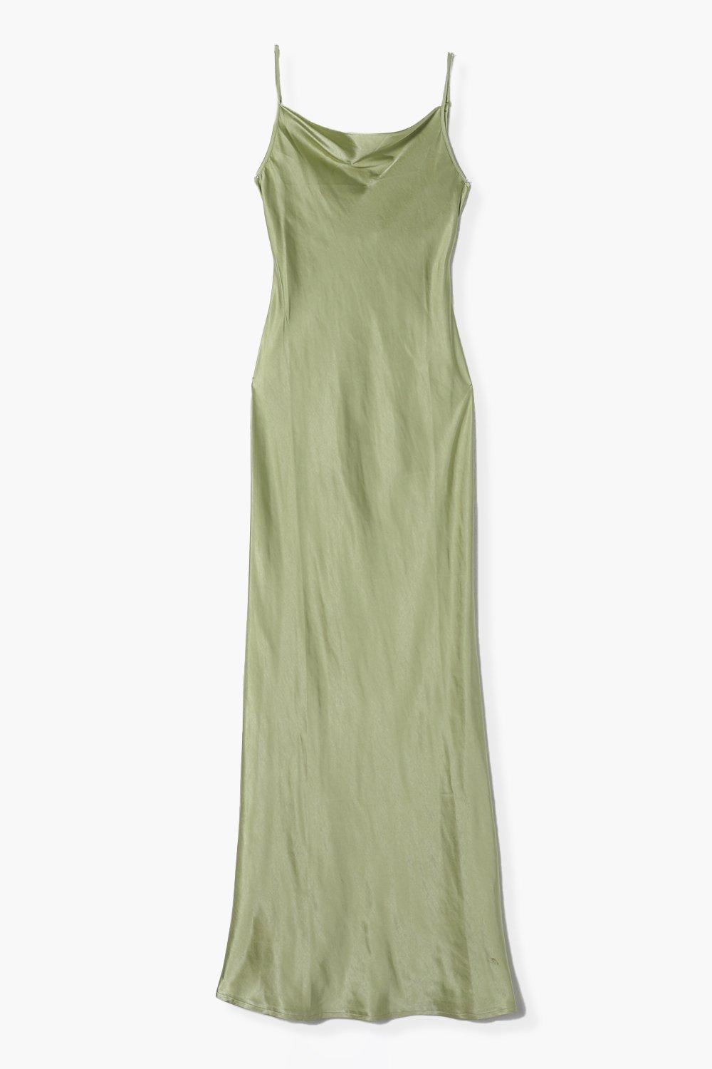 Sage Green Mulberry Silk Cowl Neck Slip Dress * 90 Colors Options