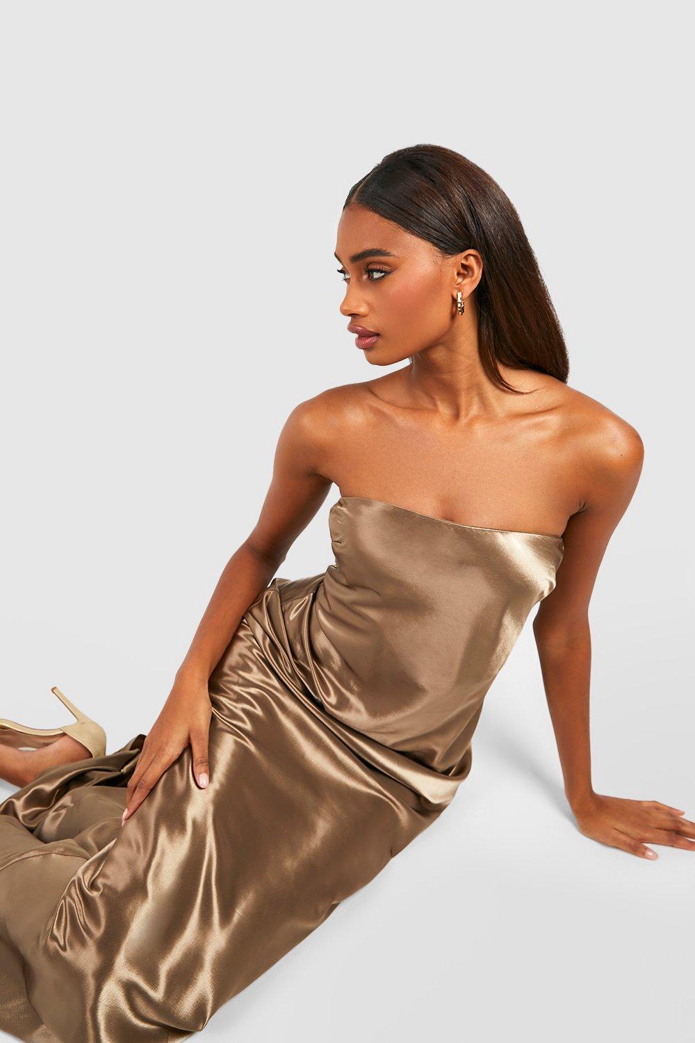 Bridesmaid Satin Bandeau Maxi Dress boohoo