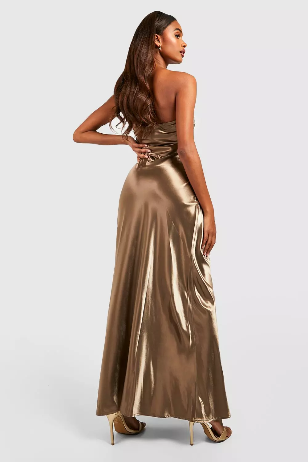 Satin bandeau hot sale maxi dress