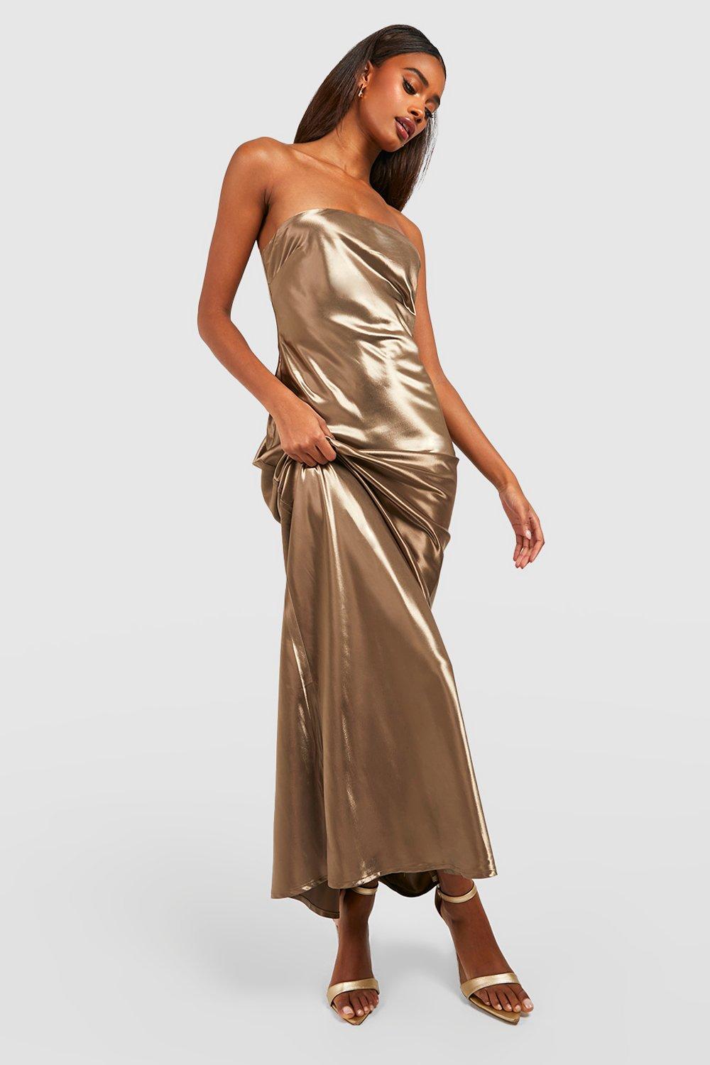 Satin maxi sale bridesmaid dress