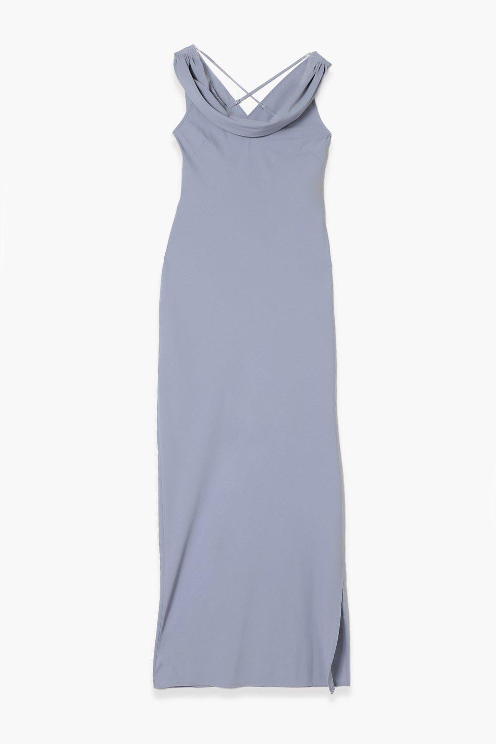 Stretch Crepe Cowl Neck Strappy Bridesmaid Dress