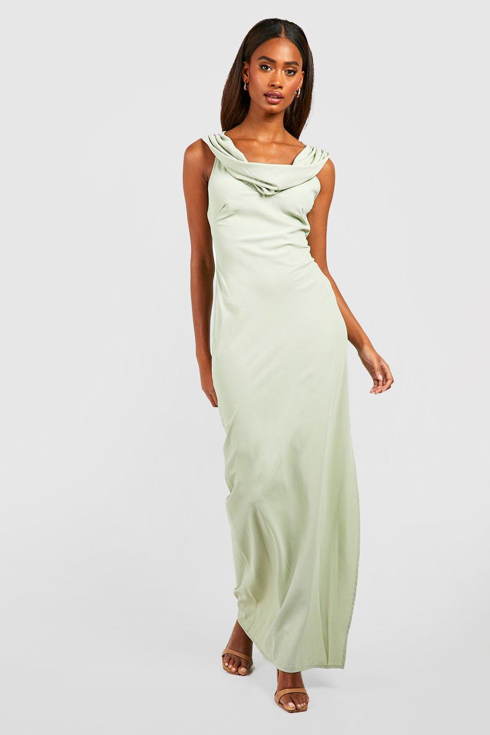 Bridesmaid Cowl Neck Strappy Back Maxi Dress boohoo AU