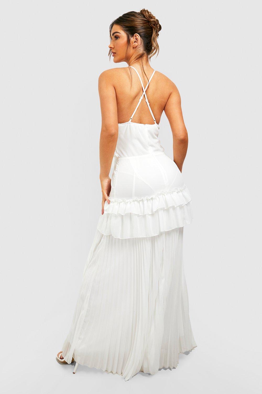 Ruffle pleated outlet maxi skirt