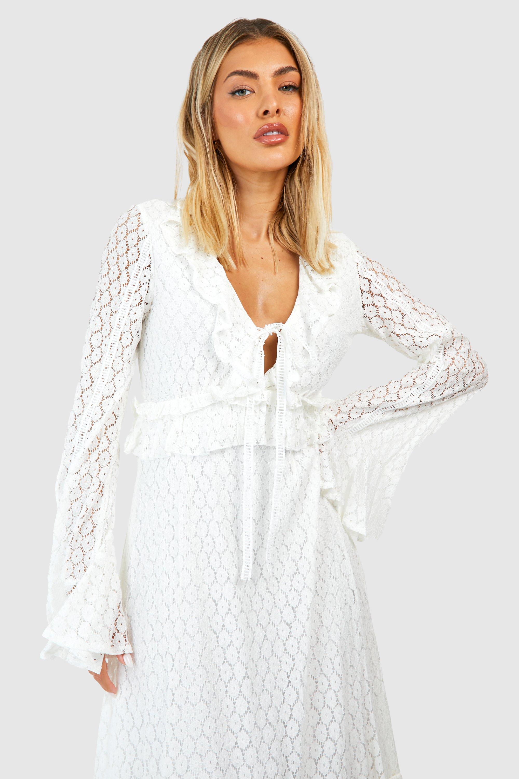 White lace outlet dress boohoo