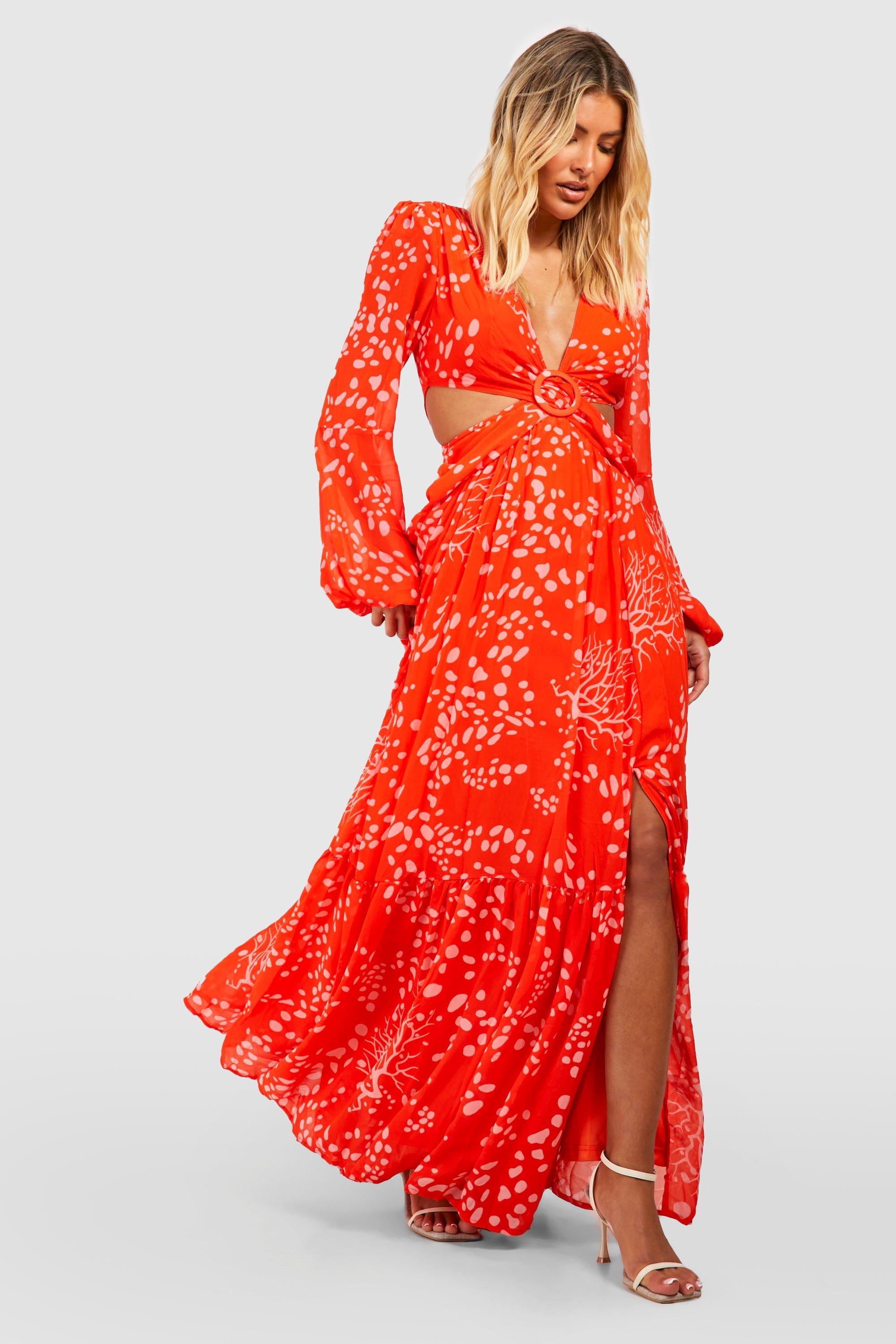 Boohoo orange shop maxi dress