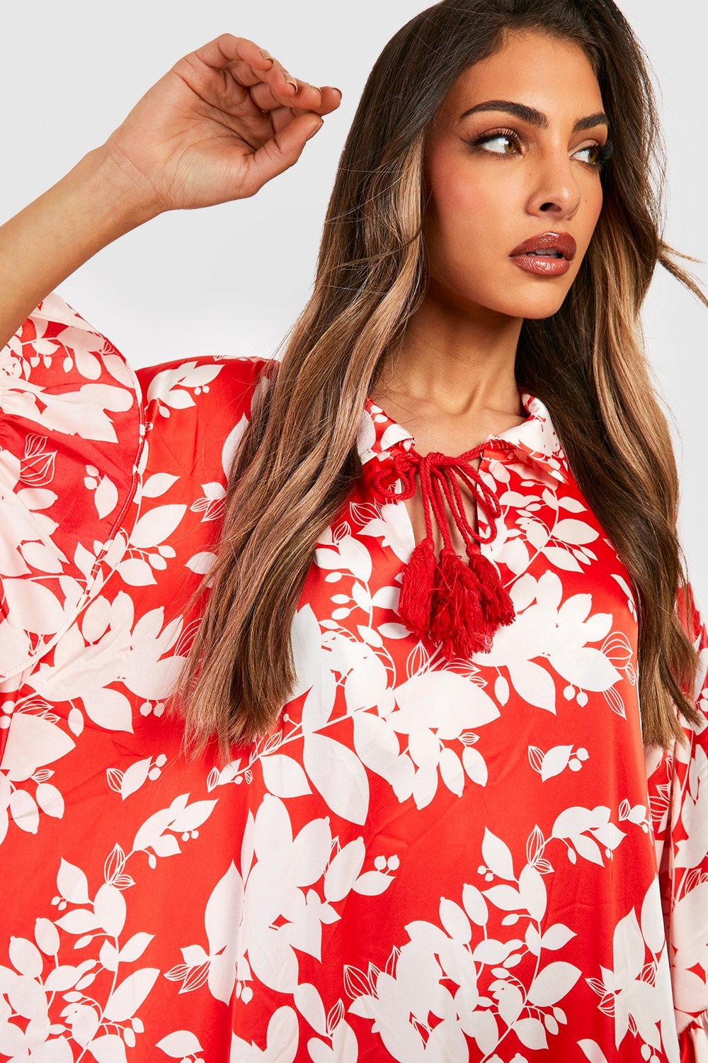 Boohoo red floral clearance dress