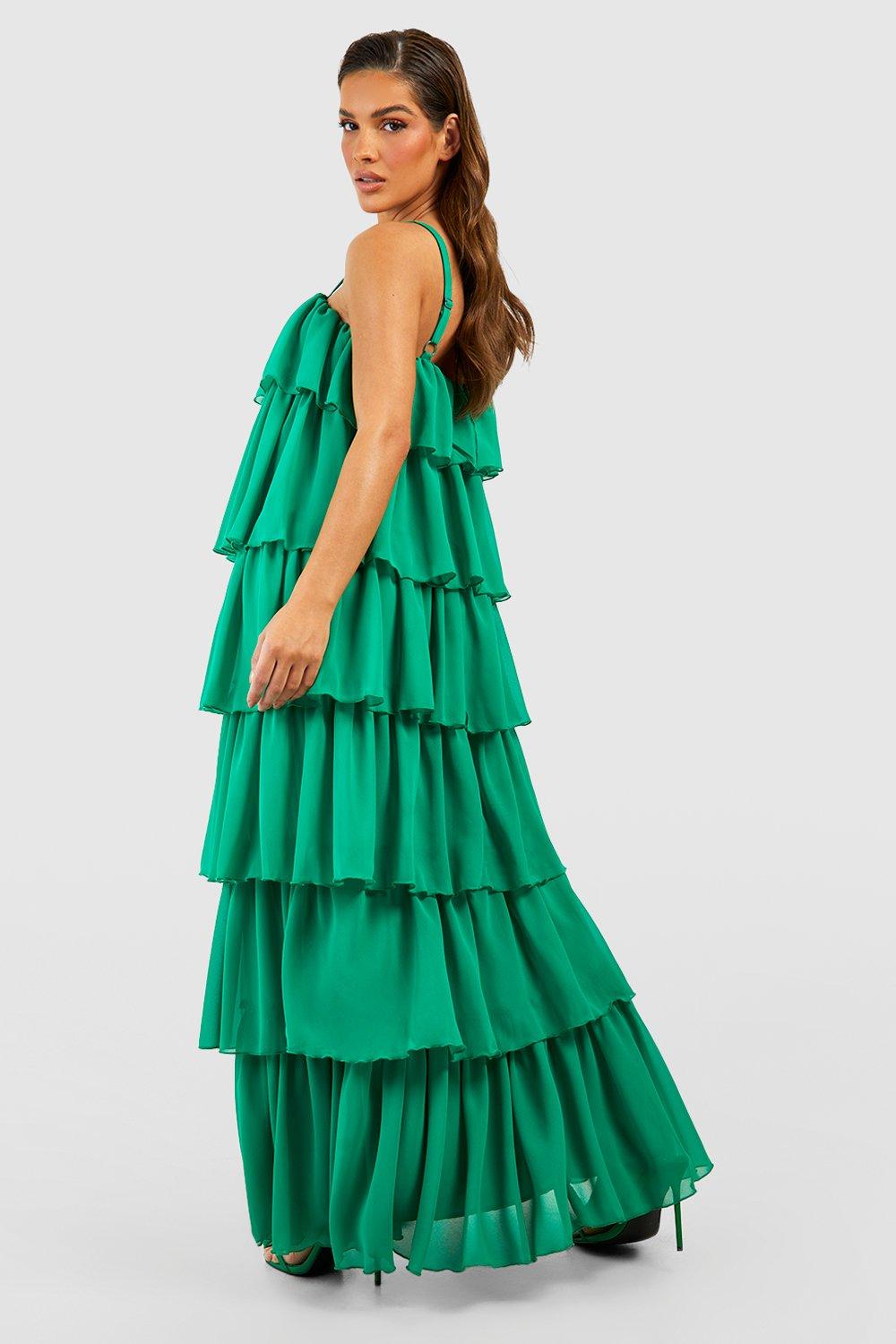 Boohoo ruffle 2024 maxi dress