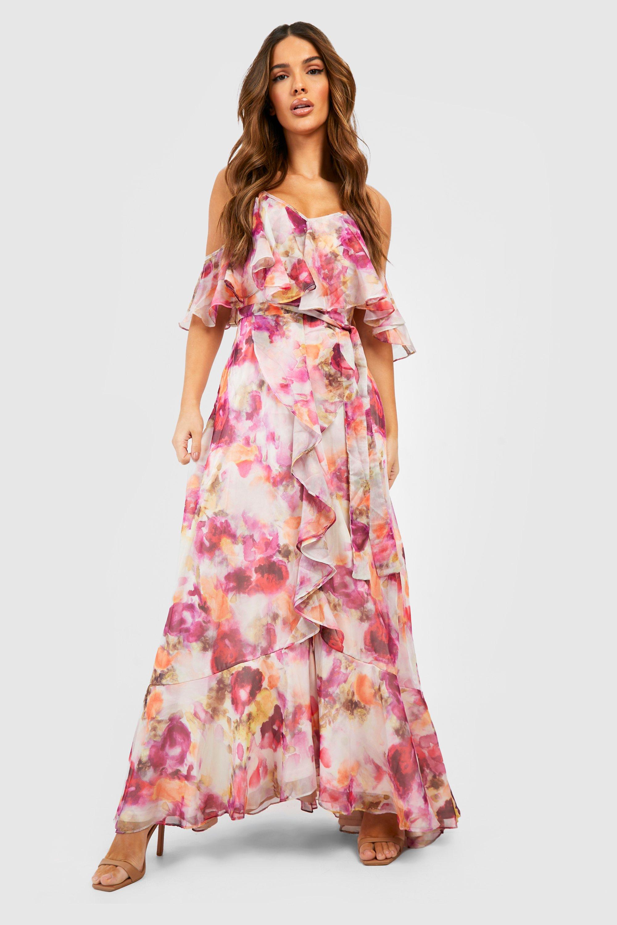 Forever unique floral store bardot maxi dress