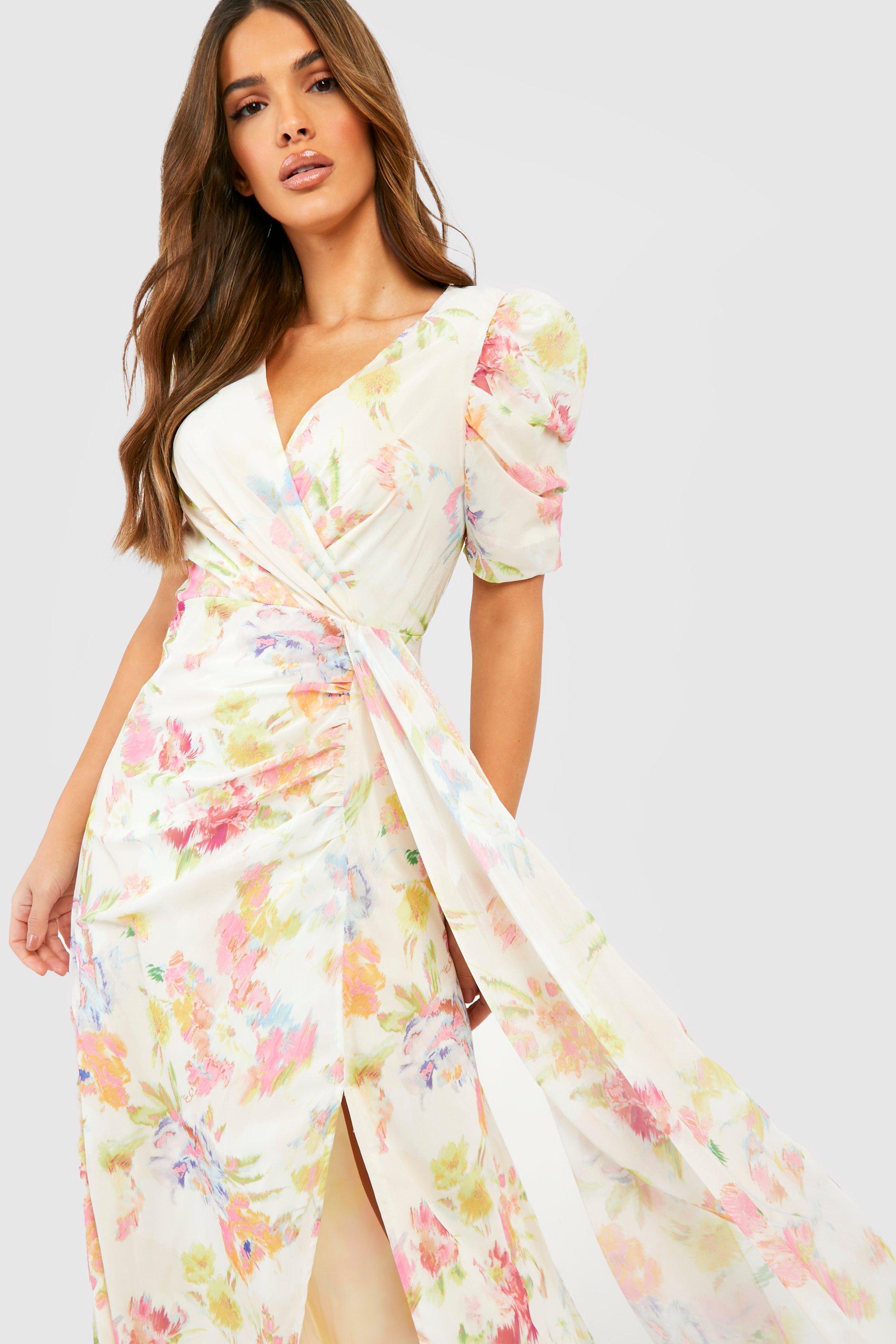 Cream floral maxi on sale dress