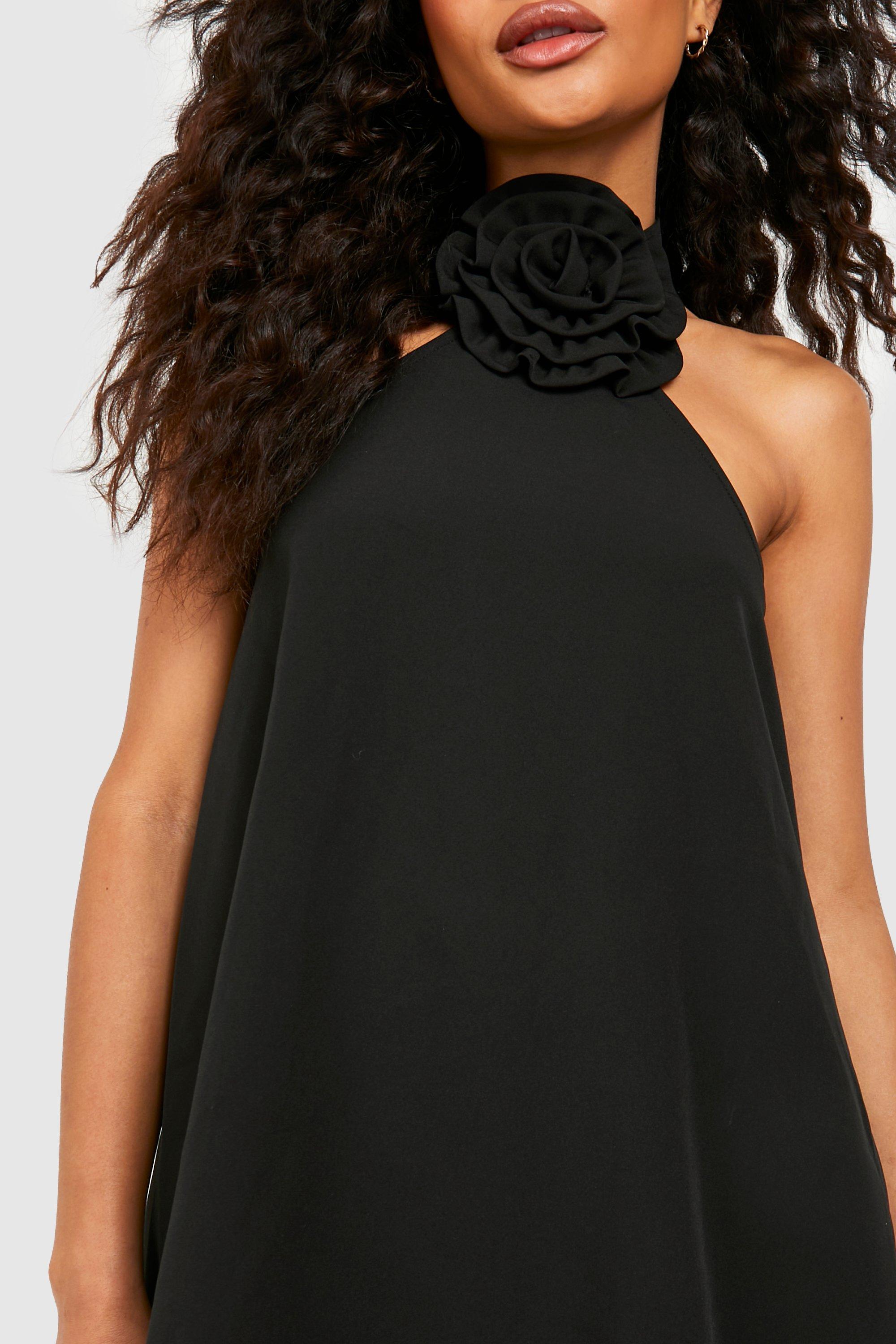 Black high best sale neck halter dress