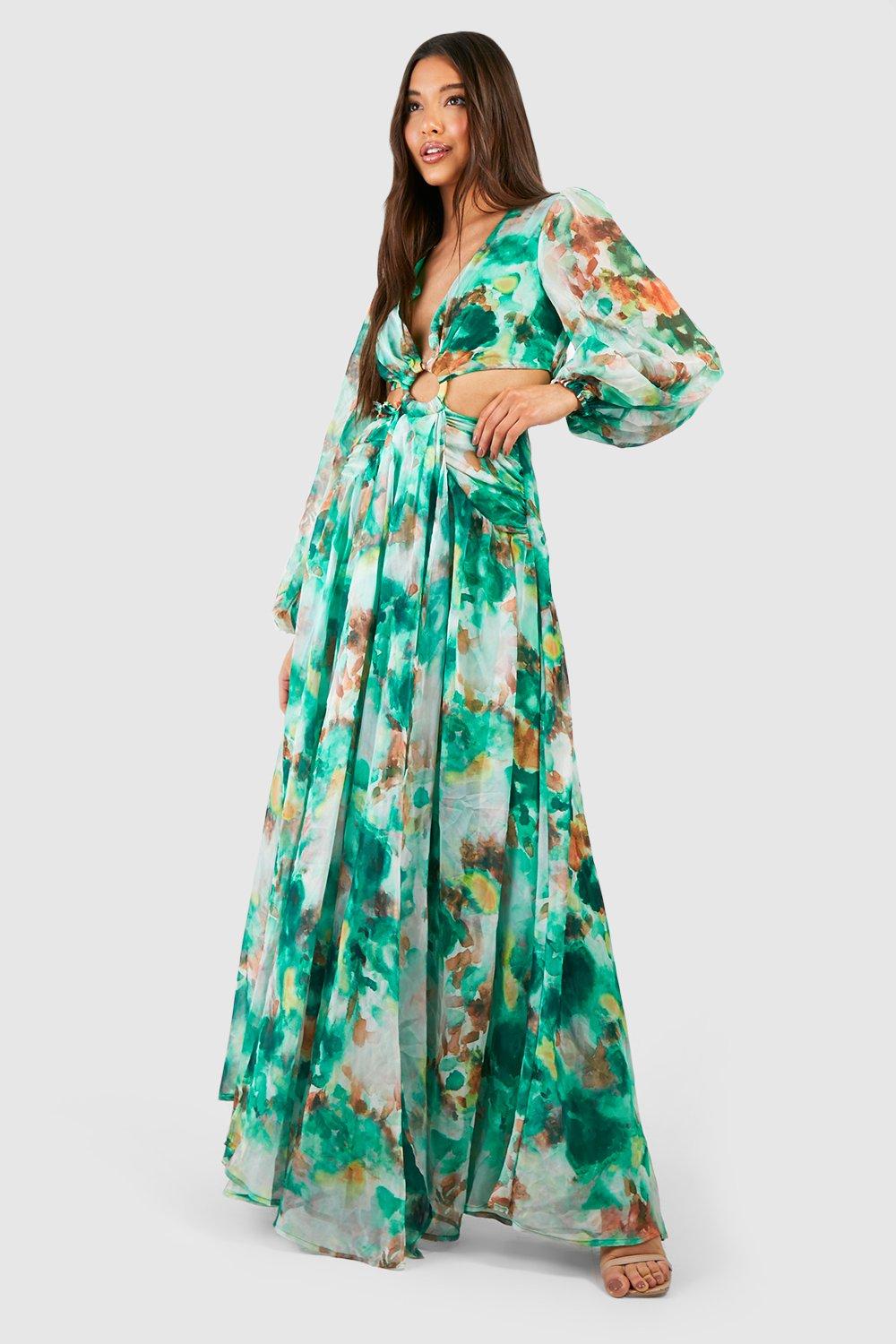 Floral print chiffon maxi 2024 dress