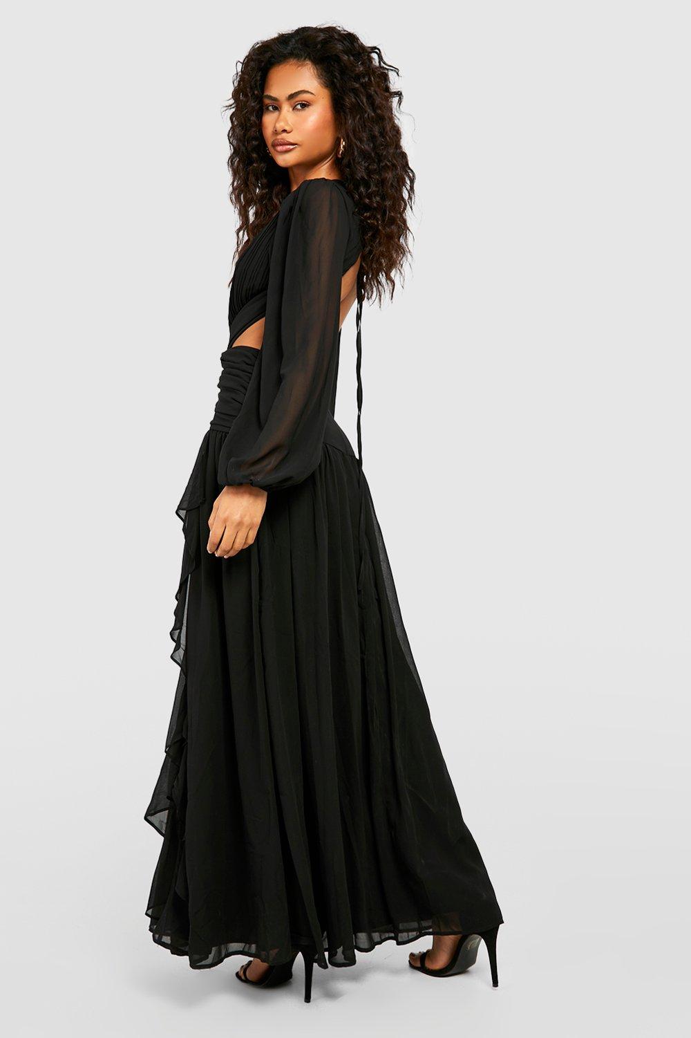 Cut Out Ruffle Maxi Dress