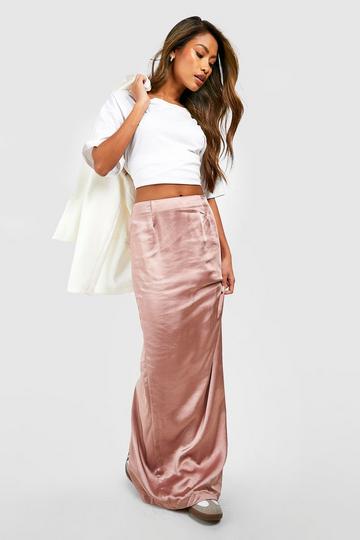 Satin High Waist Maxi Skirt champagne