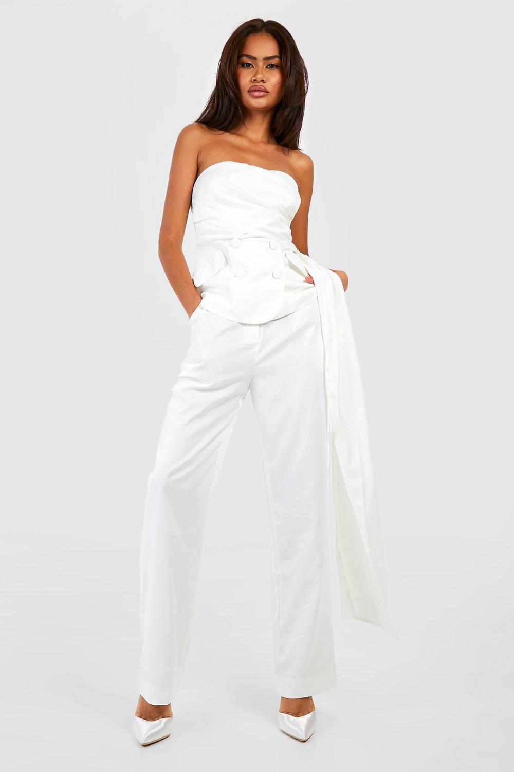 White Bandeau Tailored Top<!-- --> - <!-- -->QUIZ Clothing