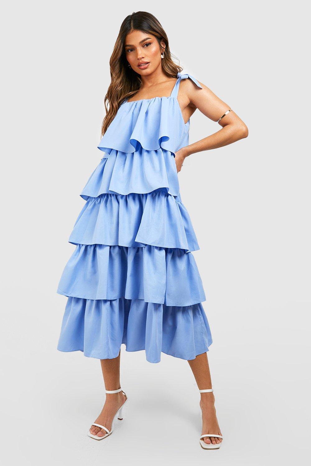 Ruffle tiered midi store dress