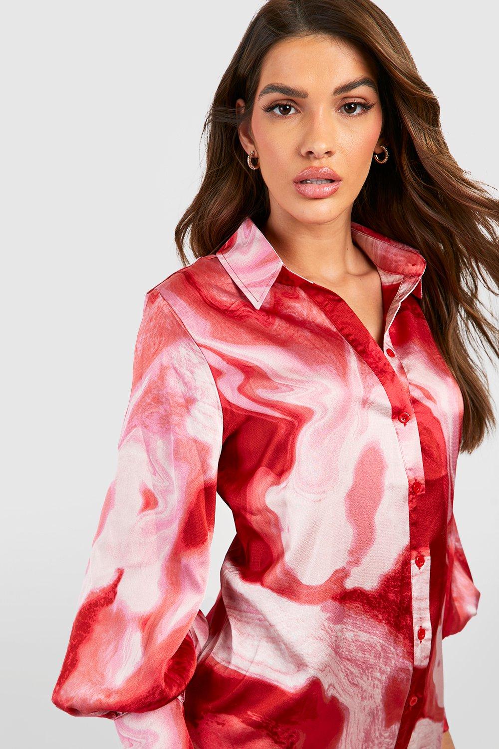 boohoo Women's Oversized Satin Shirt Dress