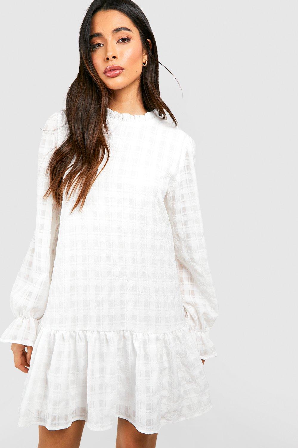 Missguided lace frill outlet sleeve high neck dress