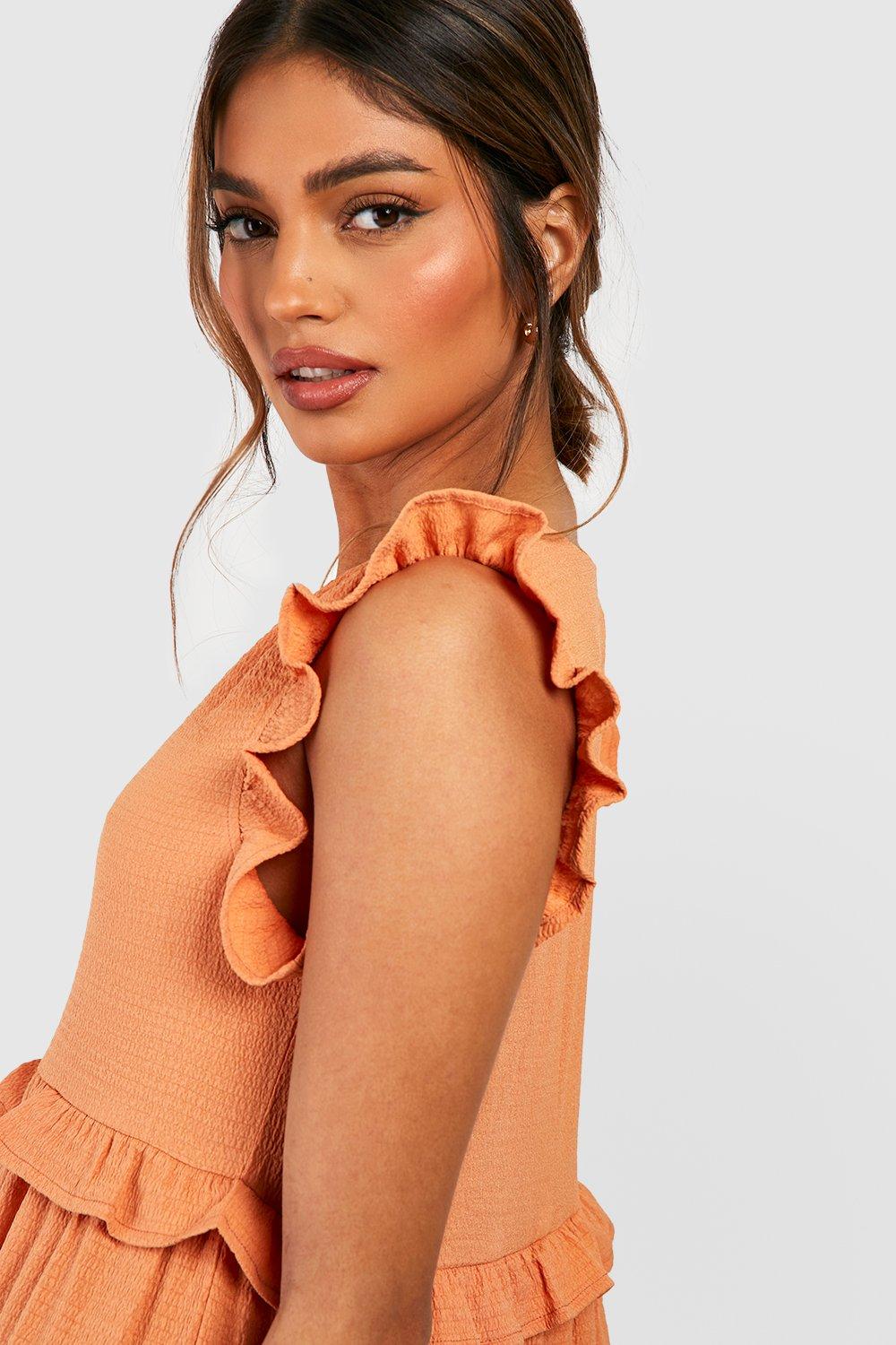 Boohoo basic hotsell ruffle trim dress