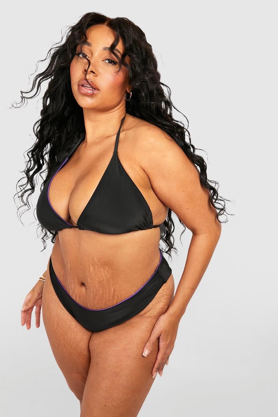 Slip bikini Plus Size reversibili, Black image number 1
