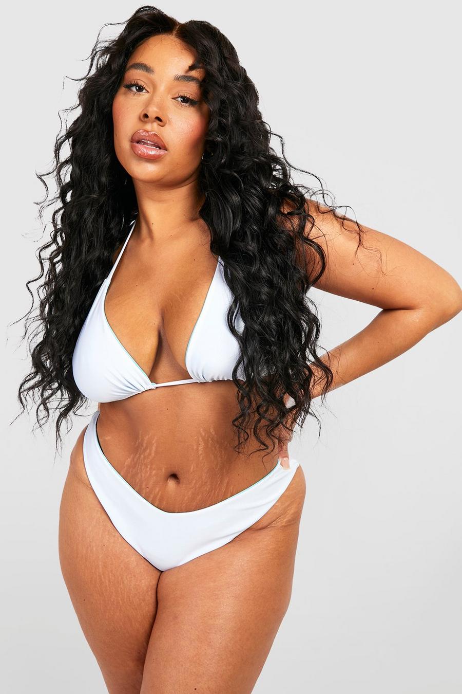 Slip bikini Plus Size reversibili, White image number 1