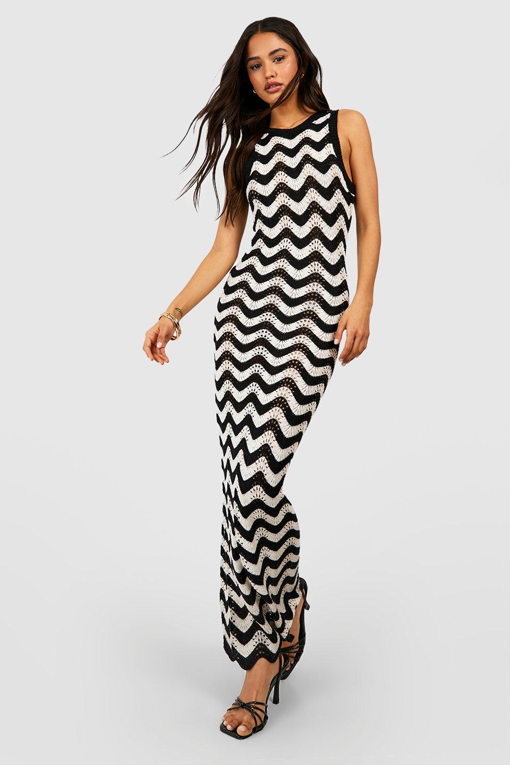 Boohoo black crochet outlet dress