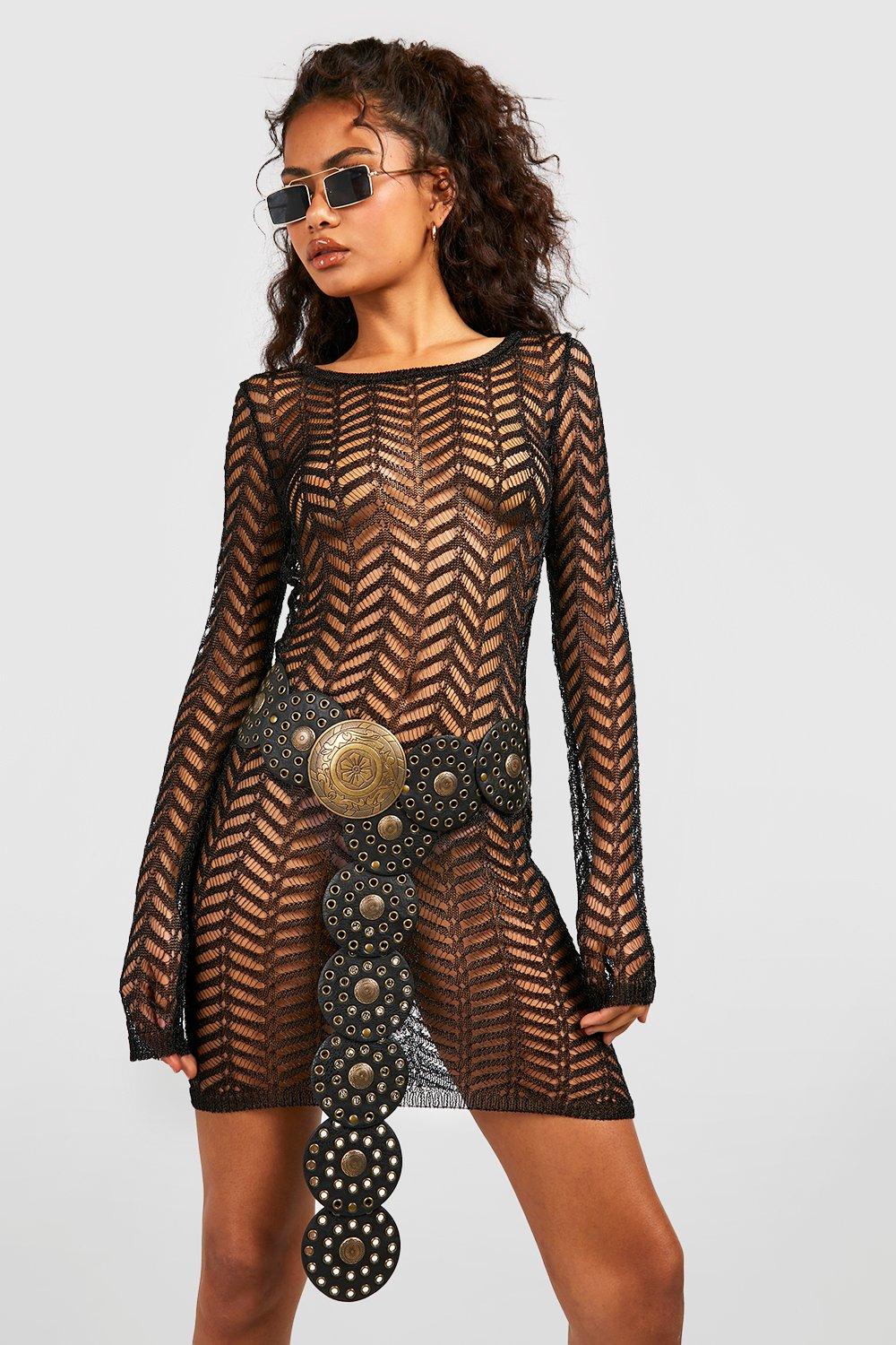 Fishnet crochet outlet dress