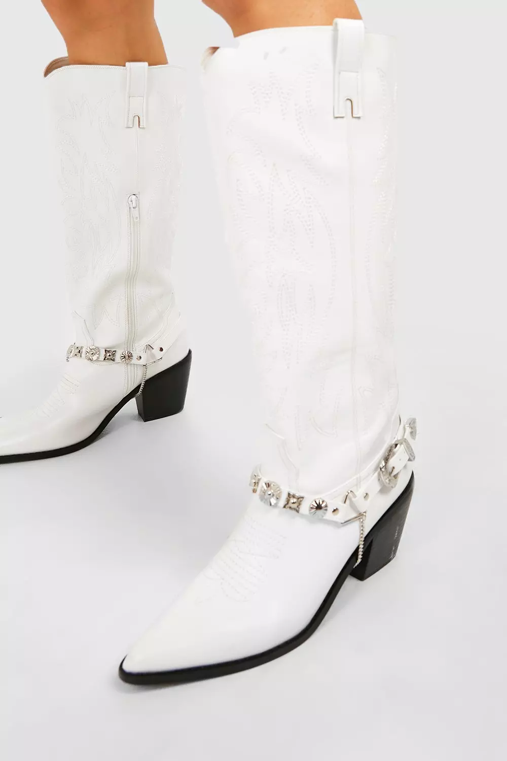 White cowboy store boots topshop