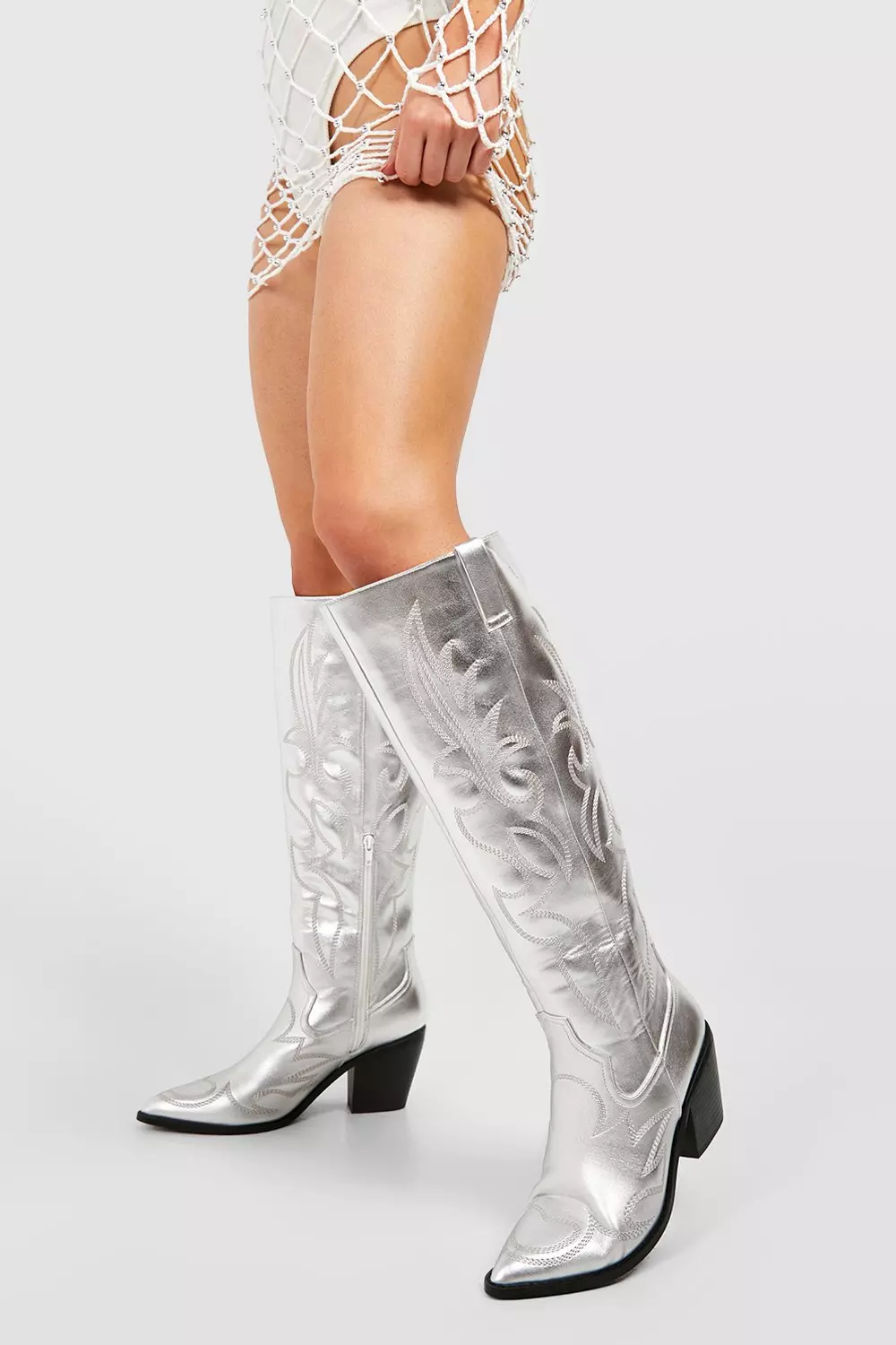 Mens silver cowboy on sale boots