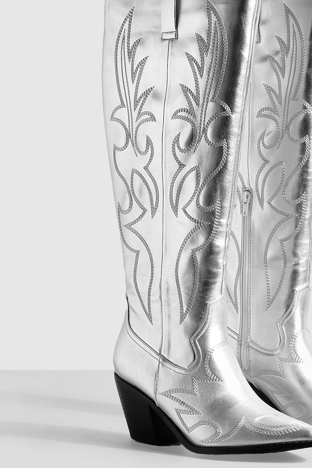 Cheap silver cowboy boots online