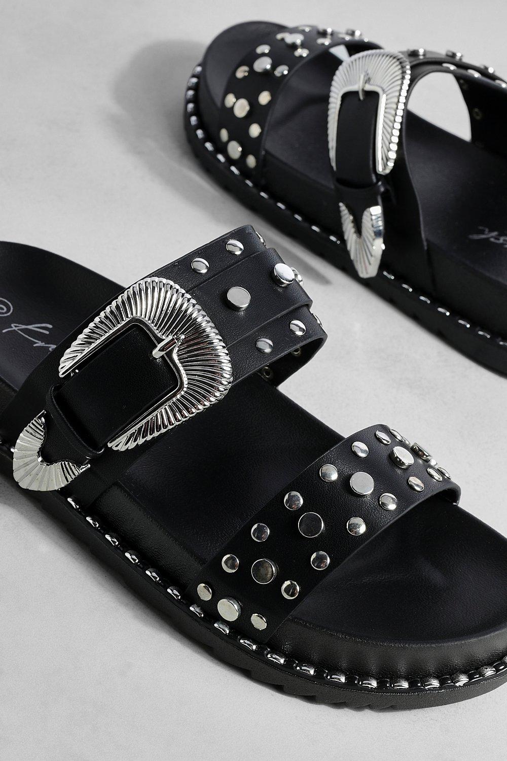 Wide fit studded online sliders