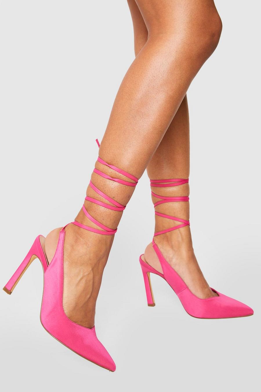 Pink Lace Up Court Heel image number 1
