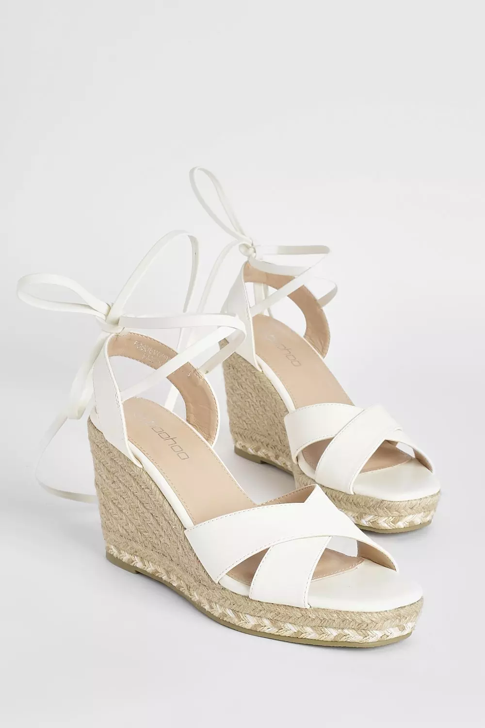 White Cross Over Wrap Up Wedges alternative image