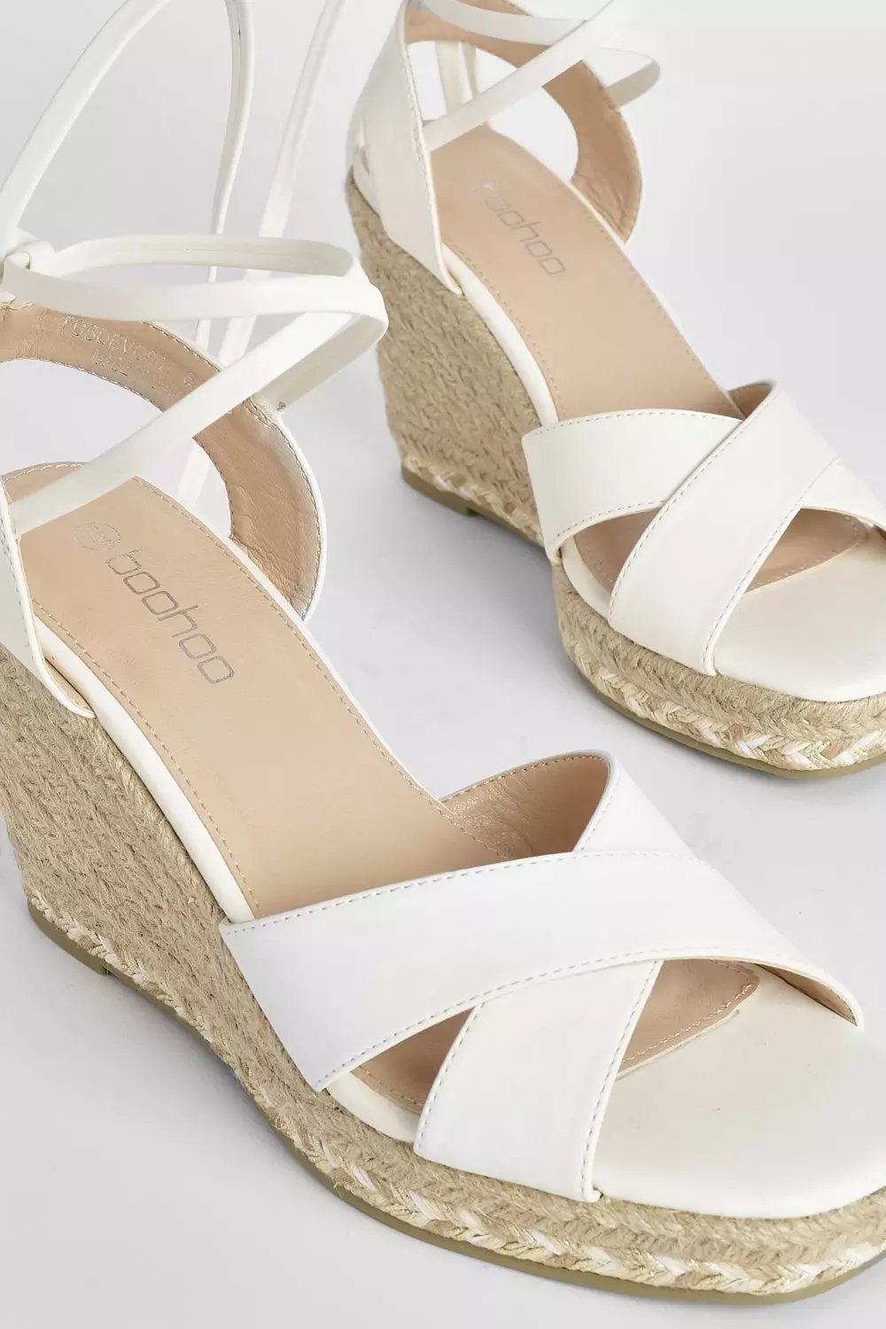 White Cross Over Wrap Up Wedges alternative image