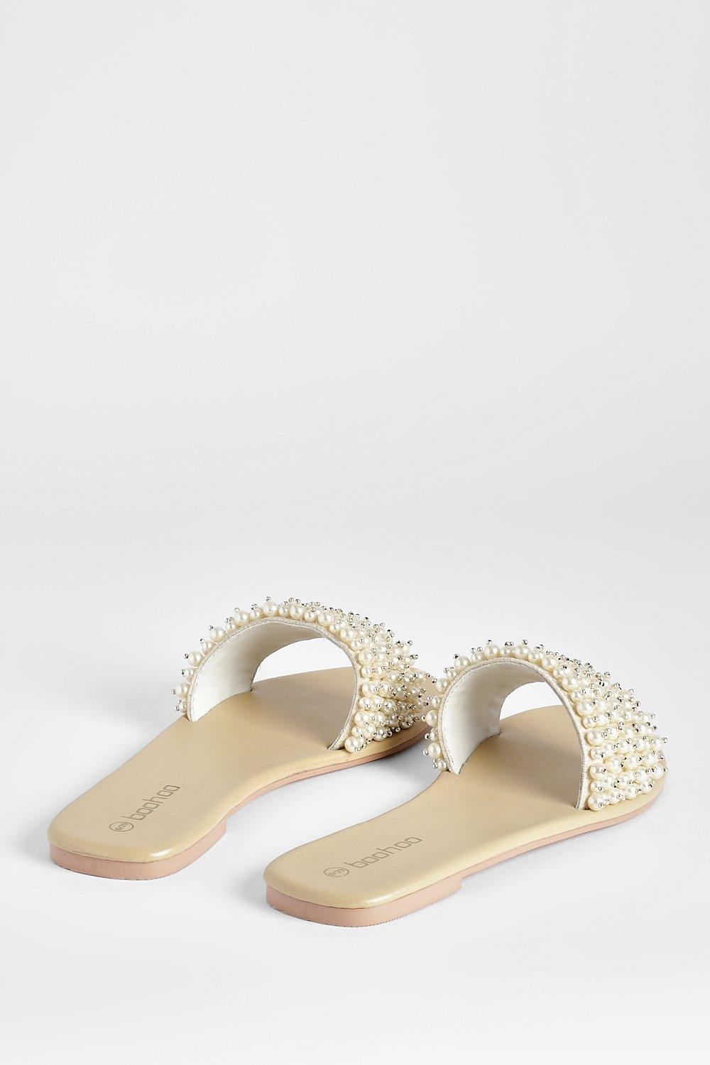 Pearl studded hot sale slides