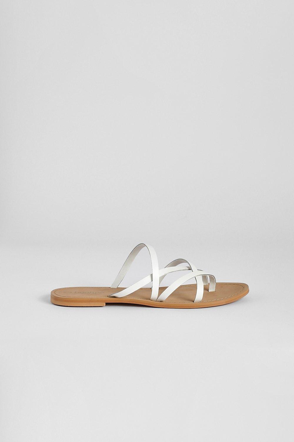 White cross over sandals sales