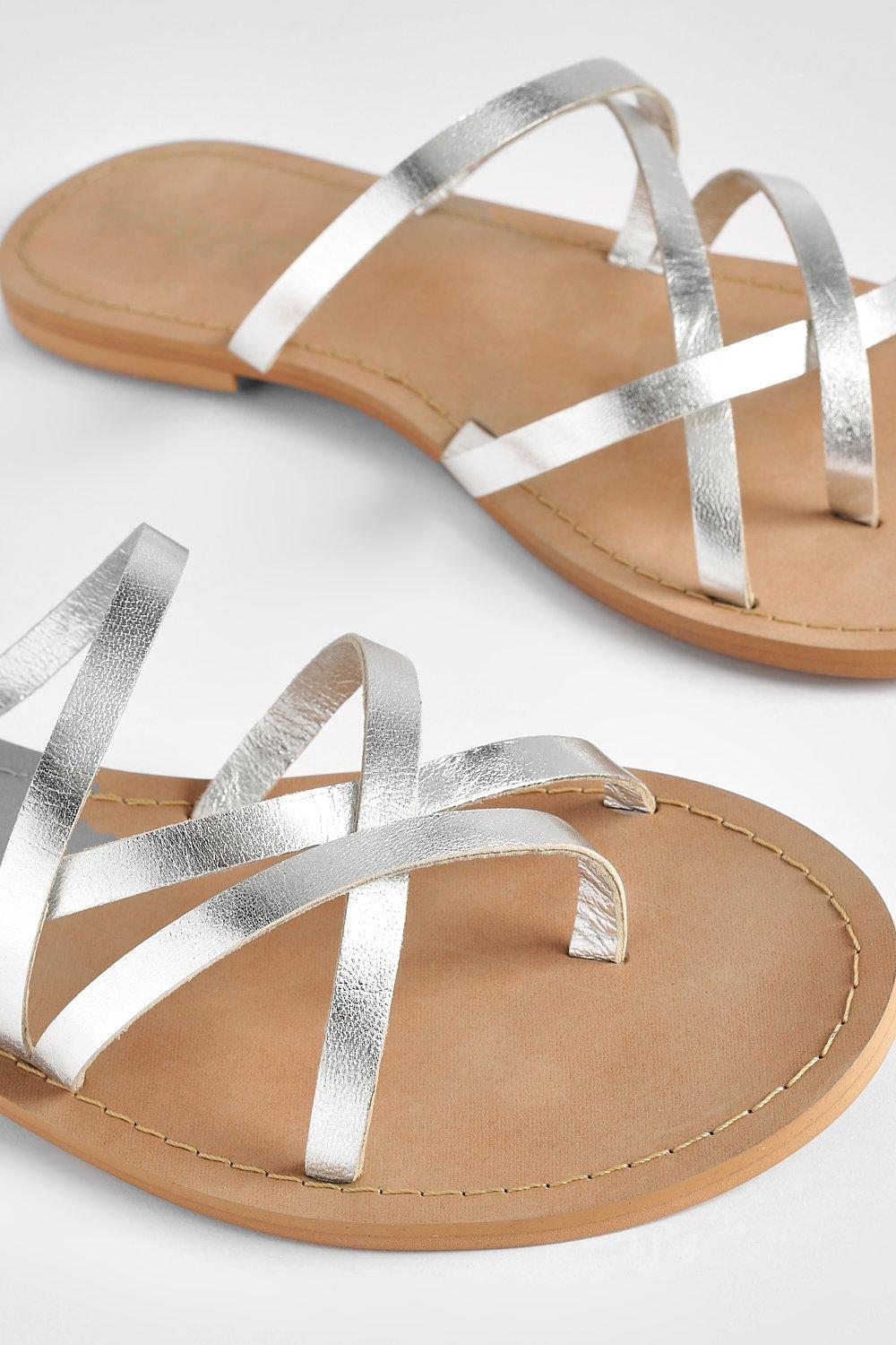 Silver criss best sale cross sandals